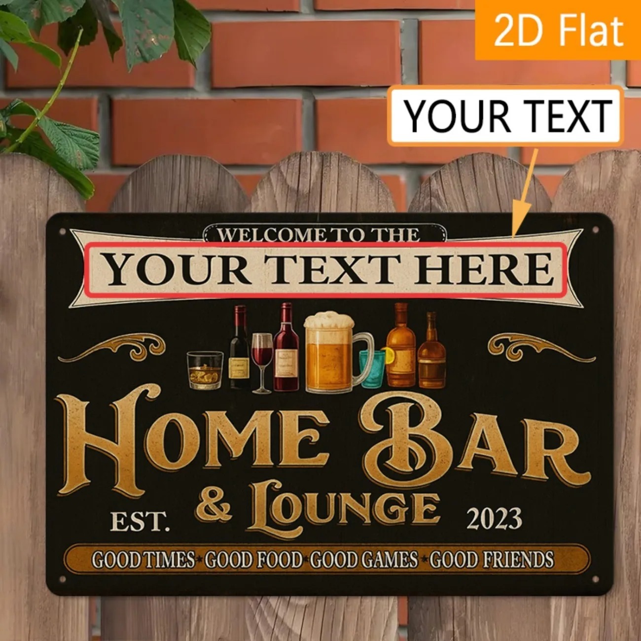 Home Bar Signs - Metalowy szyld z własnym tekstem w