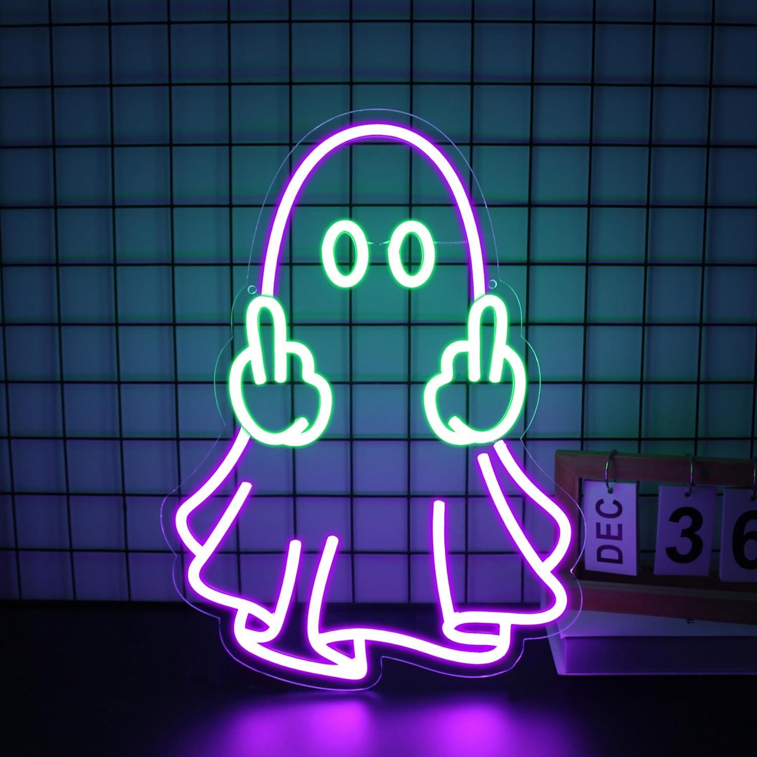 Home Bar Signs - Neonowy znak duch, zasilany przez USB,