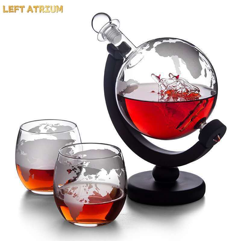 Decanter Globe Set - Szklana karafka w kształcie kuli, zestaw