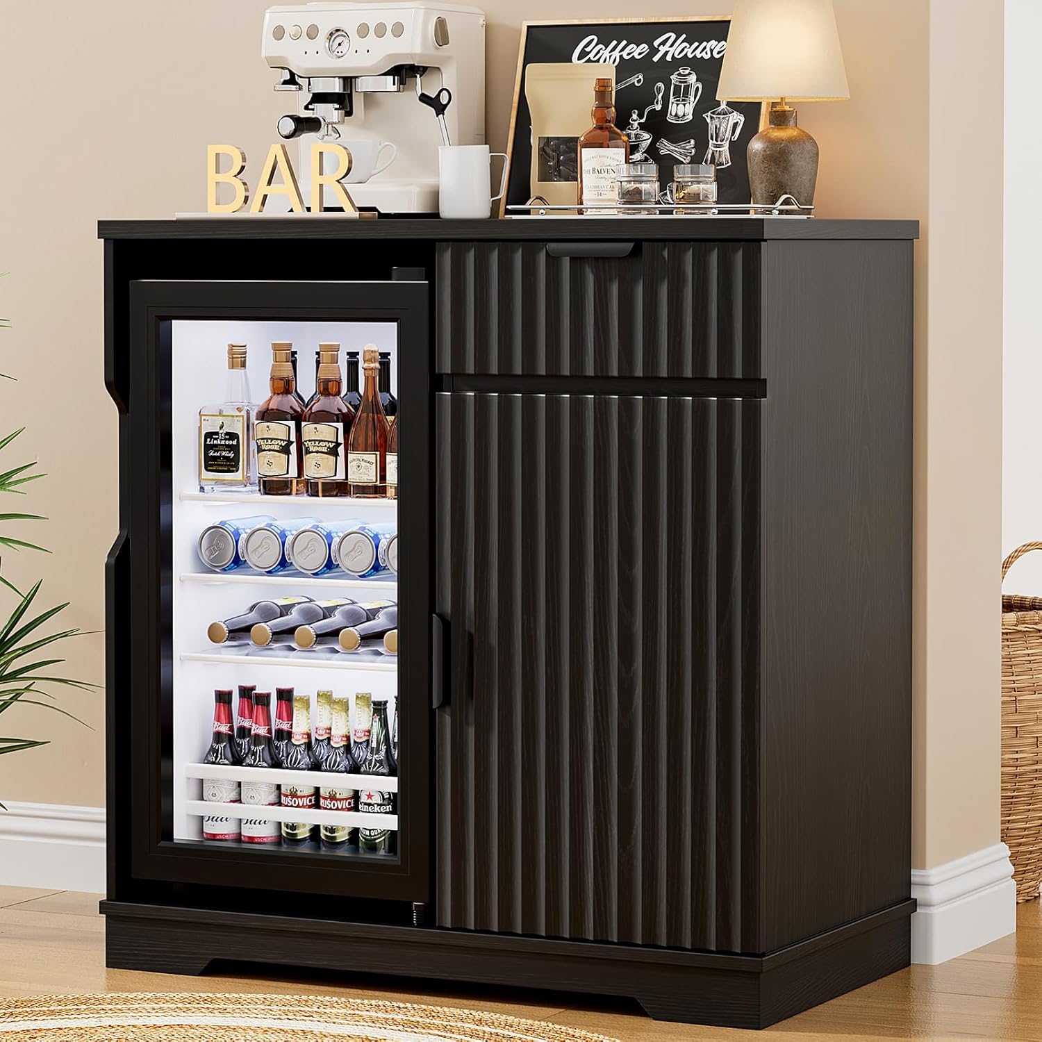 Home Bar And Cabinet - Szafka barowa z karbowaną obudową, mini