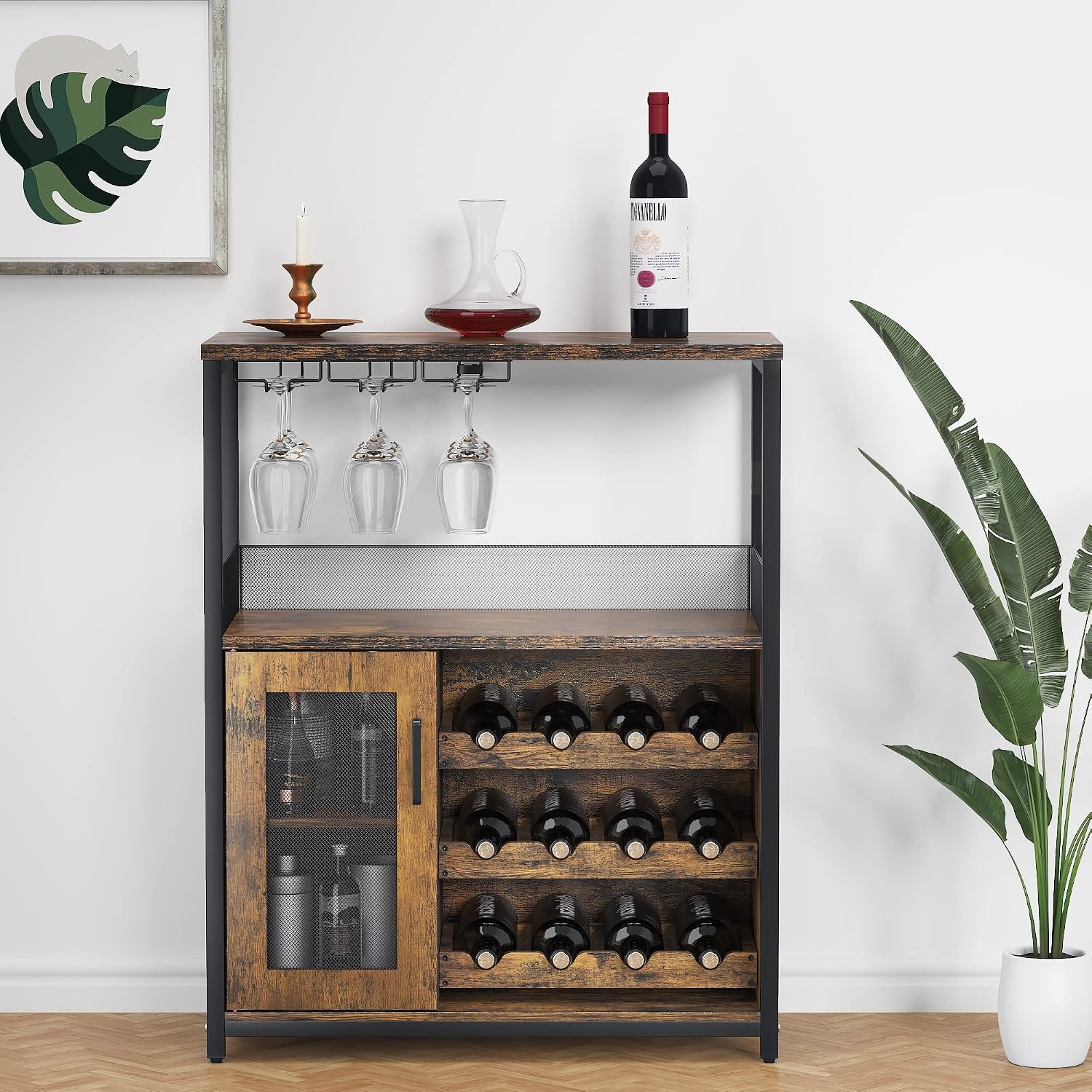 Home Bar Shelves - Nowoczesna 36-calowa brązowa szafka barowa z