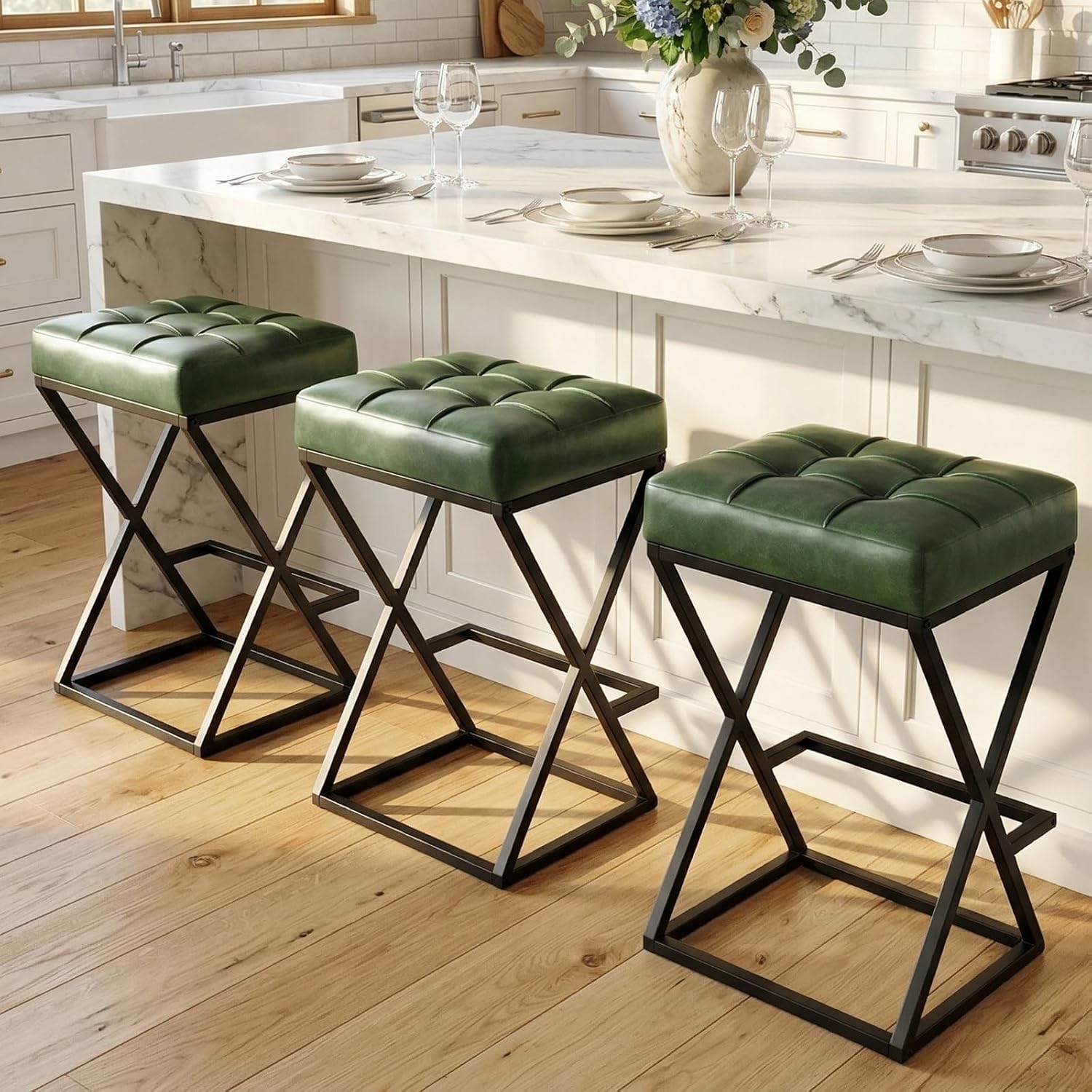 Home Bar Seating - Nowoczesne obrotowe stołki barowe, zestaw 3