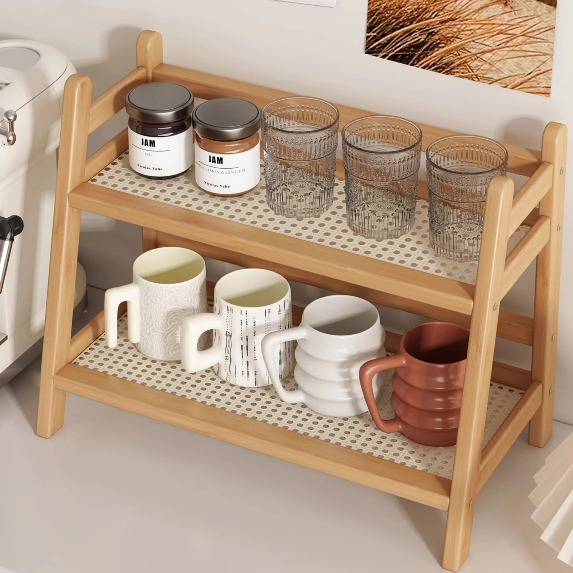 Home Bar Shelves - 1 szt. Jasnobrązowa bambusowa półka kuchenna