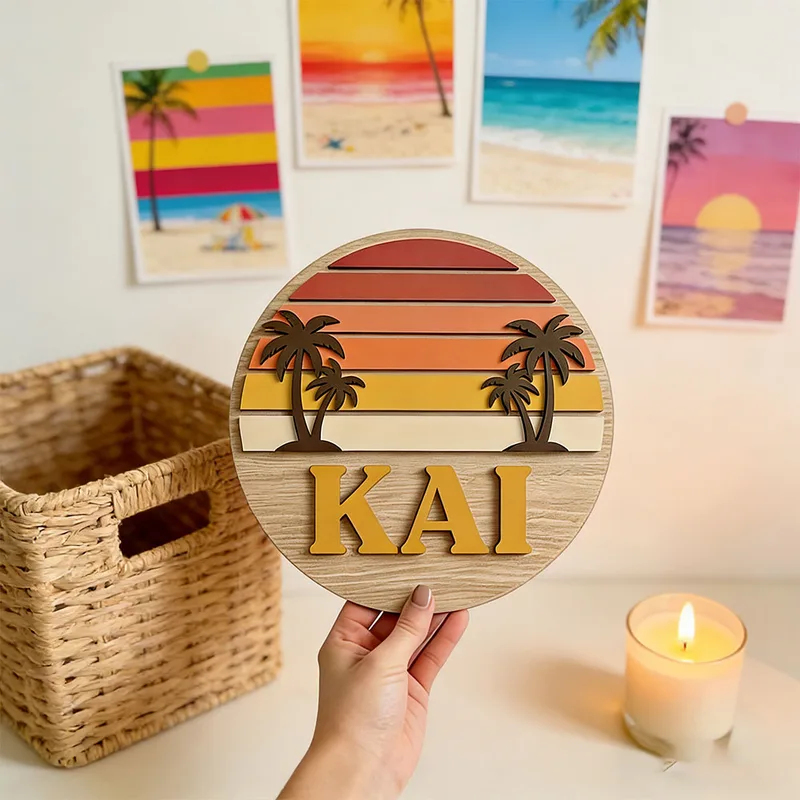 Home Bar Signs - Personalizowana Okrągła Drewniana Tabliczka z Napisem
