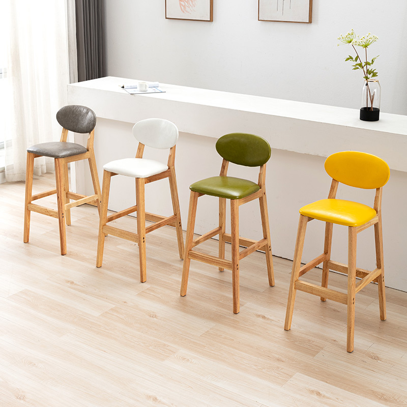 Home Bar Stools - Proste krzesło barowe z litego drewna,