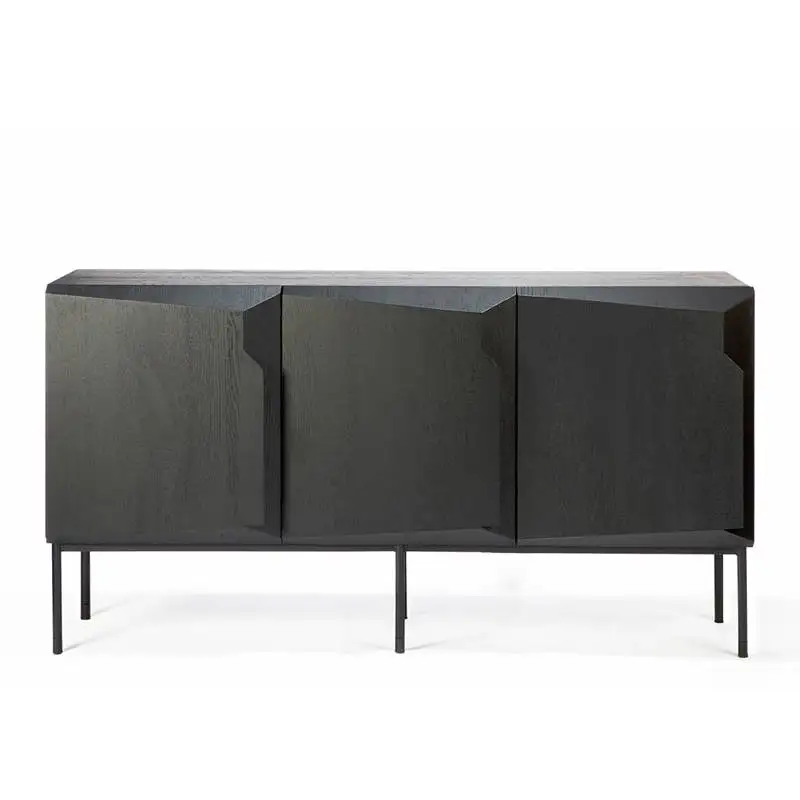 Home Bar Lounge - Szafka ekspozycyjna z litego drewna, czarna,