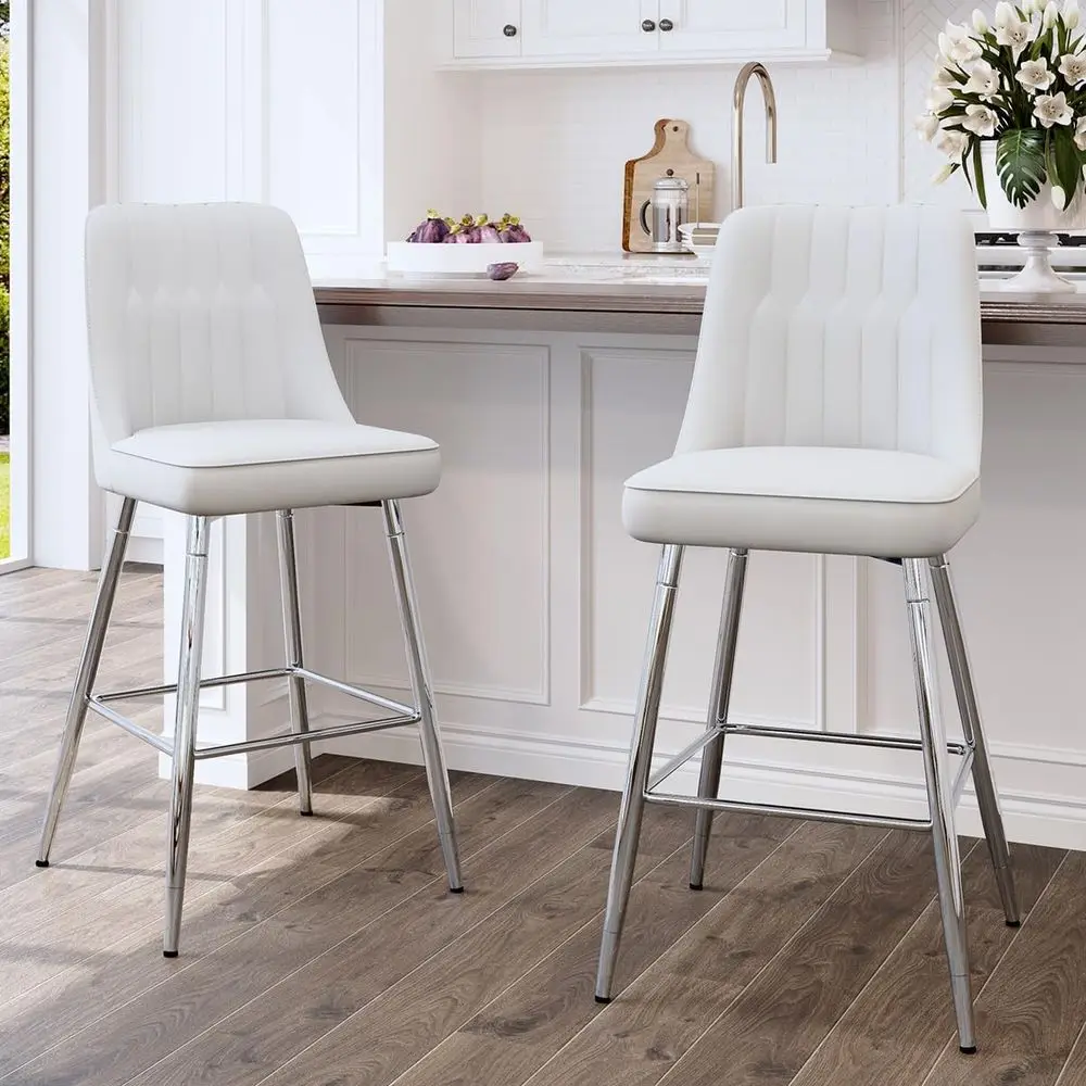 Zestaw 2 białych tapicerowanyc – Home Bar Stools recenzja i cena